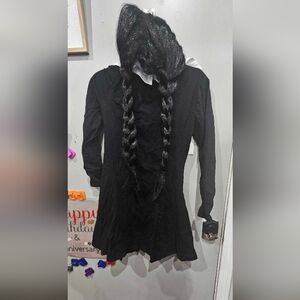Wednesday Addams Costume small Adult wig and dress.